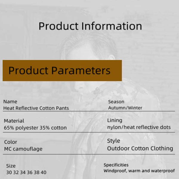 Heat Reflective Cotton Russian Camouflage Padded Tactical Pants Warm And Cold