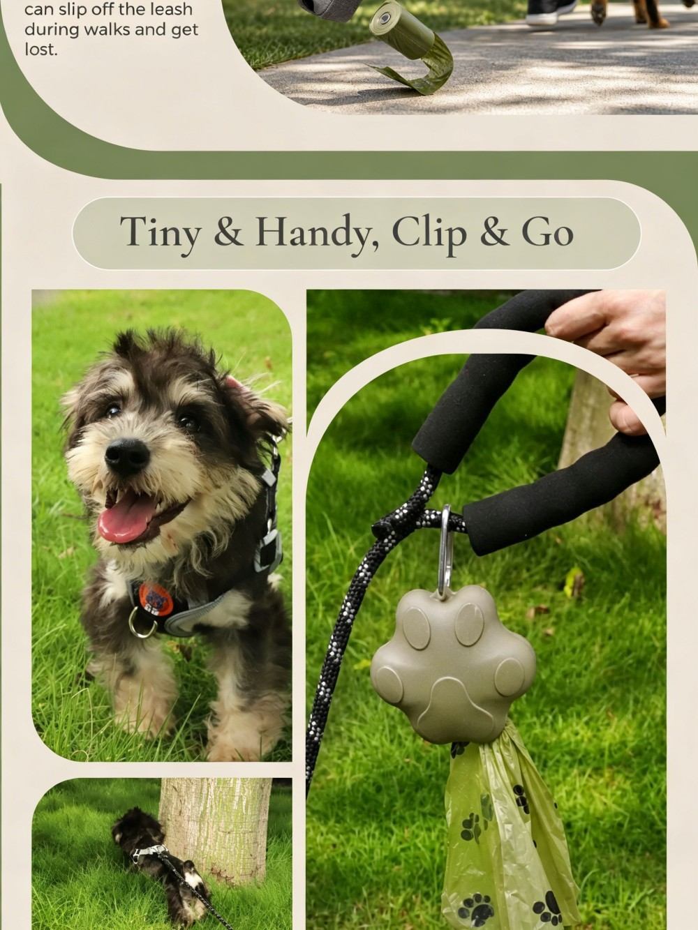 Silicone Dog Poop Bag Dispenser Pet Waste Bag Holder With Leash Clip