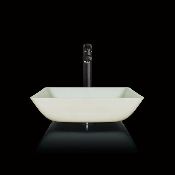 Super Clear Bathroom Wash Basins Tempered Glass White Seamless Square Sink Bowl