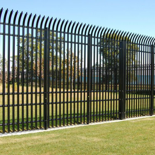 Industrial Metal Black Iron Garden Fence Panel Outdoor Rail Galvanized Steel Picket Fence Panel For Country