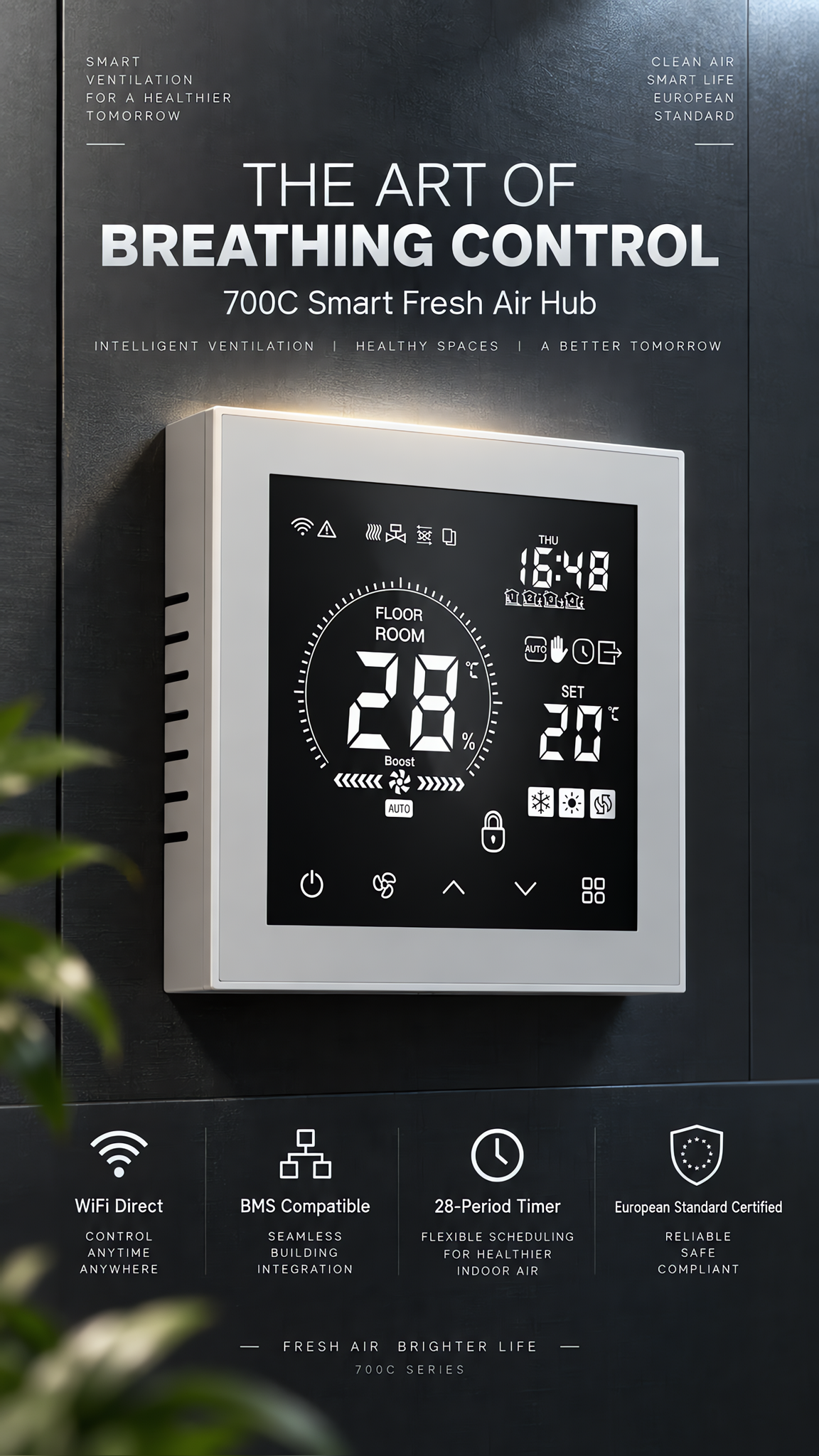Smart Heat Recovery Ventilation Control Panel Set: ERV HRV Motherboard + LCD Controller, RS485 Modbus, Auto Bypass & Humidity Control