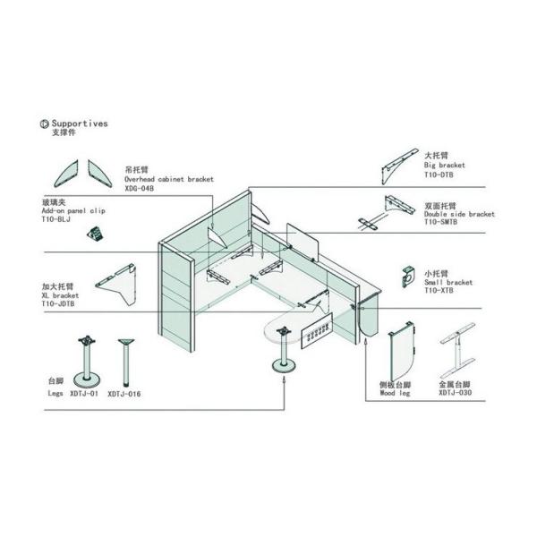 For 6 Person Aluminum frame with Farbic Office Furniture Workstations CD-T10-8859