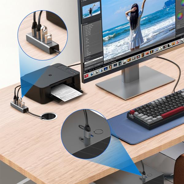 Hub USB3.0 à double interface avec câble d'extension USB de 60 cm