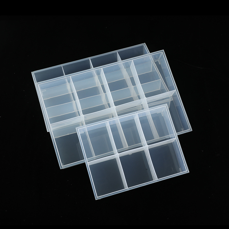 Factory Direct Modern Design 12-Grids Transparent PP Storage Box Bead Jewelry Display Case with Fixed Cover Injection Technics