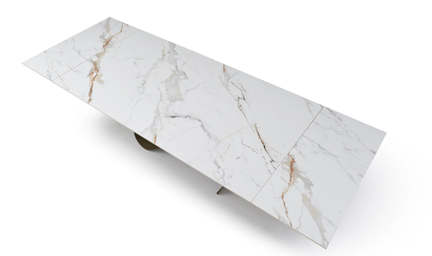 Hot Sales Foshan Factory Nordic Style Big Size Expanding Sintered Stone and Glass Metal Dining Table for Dining Room