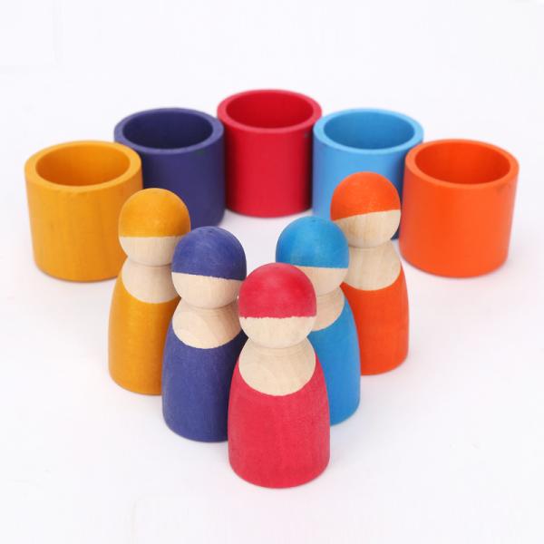 Blocs constitutifs en bois Toy Creative Educational d'arc-en-ciel de Brown 18cm