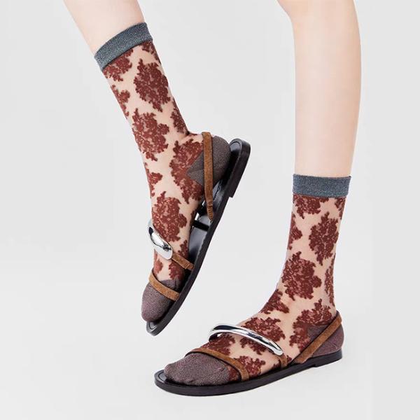 Calcetines de cristal de moda de verano de moda de moda calcetines de seda de cristal de cristal para mujeres