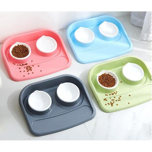 Non Slip Plastic Feeding Dishes No Spill Pet Dog Cat Double Food Water Bowl For Cat Dog, Premium Colorful Dog Water Food
