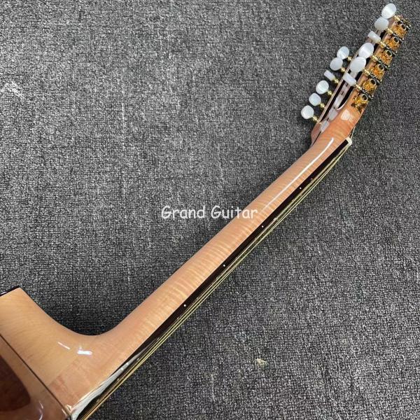 41 Inch Gloss Finishing 12 Strings Flamed Maple Neck Solid KOA Wood Acoustic Guitar Steel String Musical Instrument for Sale