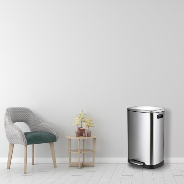 13 Gallon Square Stainless Steel Trash Can for Bathroom, Kitchen, Process Room, Office, Garage Detachable Lined Bin
