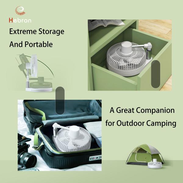 9 Inch Portable Foldable Fan 10000mAh Battery Folding Table Fan With Led Light