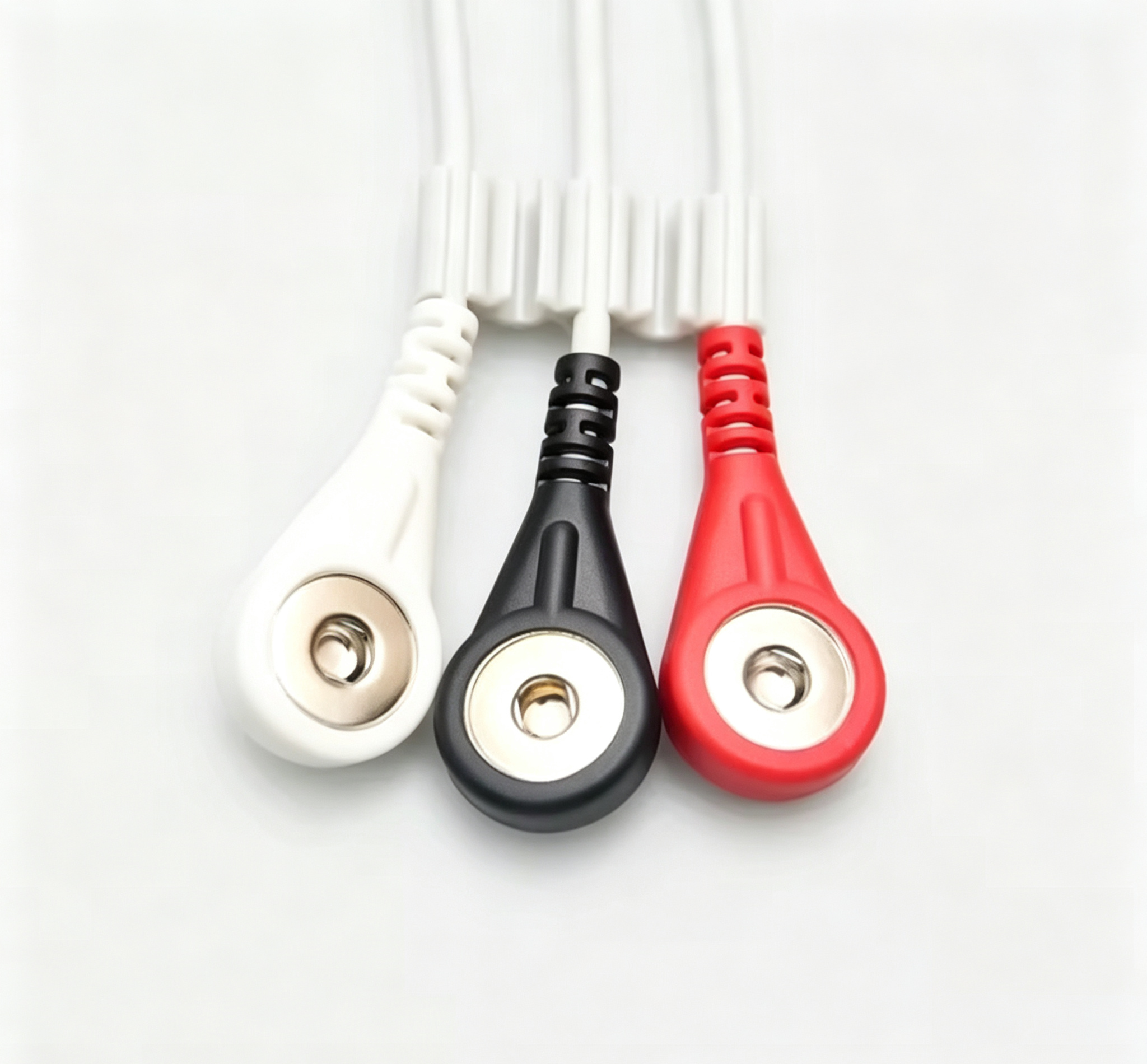 Button Type One Piece ECG Cable AAMI 3 Lead Cable 6 Pin