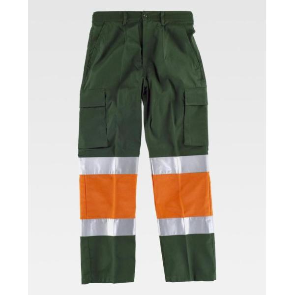 Workers Reflective Orange Hi Vis Trousers / Fashion Mens Safety Work Pants