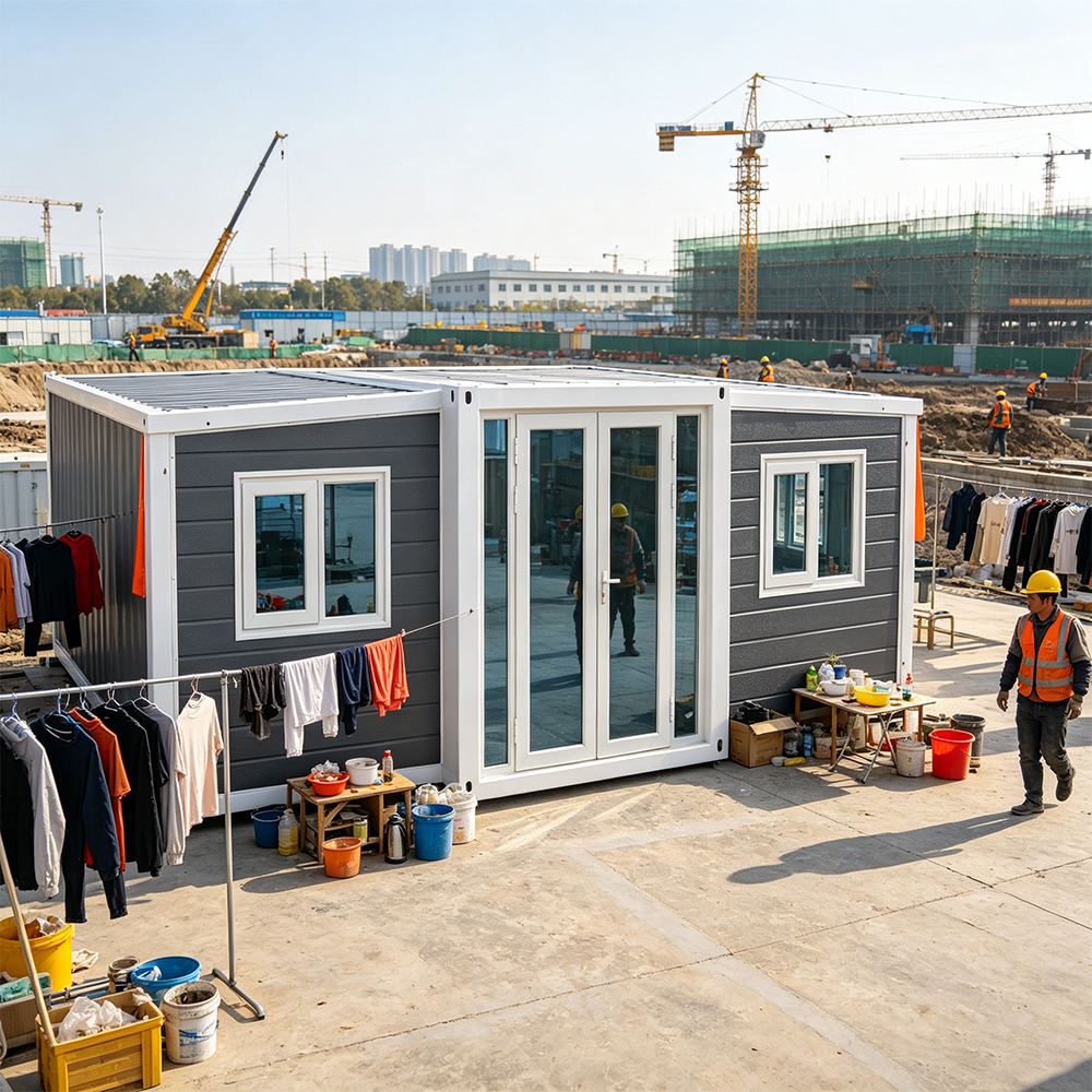 Expandable Container House With Quick Assembly Steel Frame and Waterproof Roof