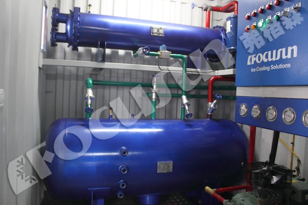 Bitzer Compressor 12000 KG Direct Refrigeration 40 HQ Containerized Block Ice Machine