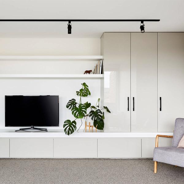 Contemporary Grey White Lacquer TV Cabinet Stand Bench