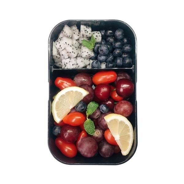 Boîte à lunch en plastique carré sans BPA écologique couvercle en bambou pour bureau 196*121*66 mm
