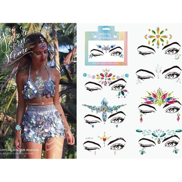 Customizable Design Dazzling Crystal Face Sticker For Body Decoration