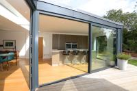 RAL Color Aluminium Sliding Glass Doors With Fly Screen PVDF Surface Finishing patio doors grey sliding patio doors