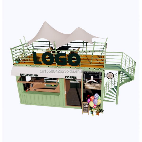 Portable 10ft 20ft Estructura de acero prefabricada Casas de contenedores Bar móvil Tienda para comida rápida Pared 50mm Panel de sándwich de onda