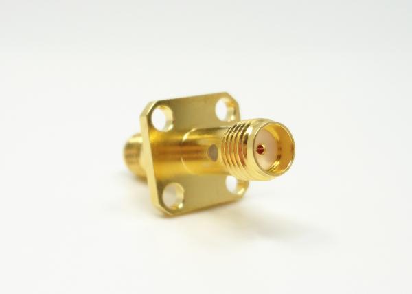 4 Hole Flange Mount SMA Female to Female RF Adapter / RF Antenna Adapter Gold Plated