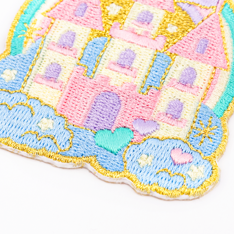 Embroidered  Colored Castle Patch With Rhinestone Patch Iron on Patches for  Hats Clothing
