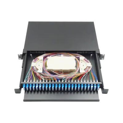 Rack Mounted Sliding Type 1U 24 Port Fiber Patch Panel LC UPC Quad Fully Loaded 96 Core ODF