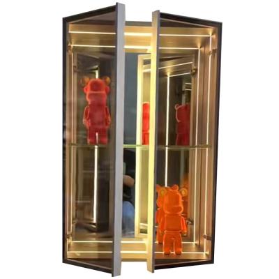 2024 Alta luminosidade luz LED vidro Infinity Mirror Display Cabinet para sala de estar