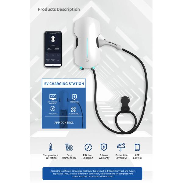 AC Charging Station 7kW 11kW 22kW Fast Solar Electric Car EV Charger With OCPP 1.6 2.0 11kW Wall-box EVSE