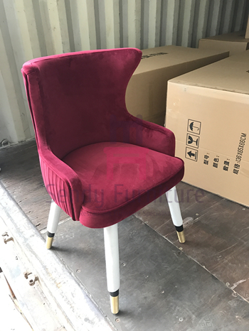 Luxury Golden Wood Restaurant Chairs With Custom Made Cushion Color For Hotel