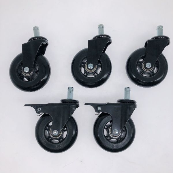 3 Inch 75mm Transparent Black PU Office Chair Caster Wheels – Smooth Running Noiseless Floor-Protecting Casters