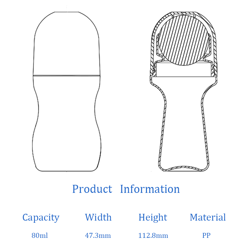 Unique Design 80ML PP Plastic Deodorant Container Roll-On Bottle Screen Printing for Shampoo Lotion Free Samples Cosmetic