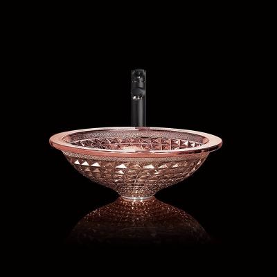 Rose Gold Bathroom Sink Crystal dada forma funil cromou o comprimento de 450mm