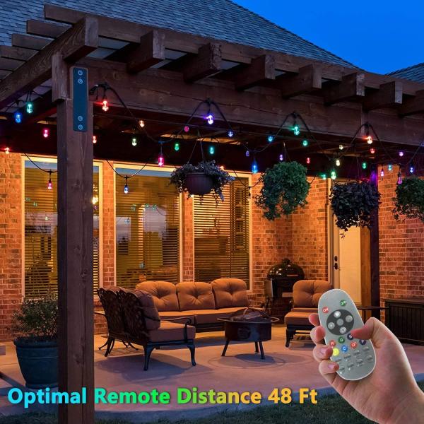 48FT 15 Bulbs Commercial Grade LED String Lights S14 RGBW LED Retro Edison Christmas Holiday Festoon Lighting Remote Controlled
