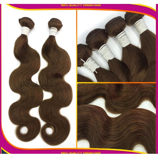 NewShine Popular Light Brown 4# 100gram(3.5oz) Thick End Natural Virgin Brazilian Hair Extensions