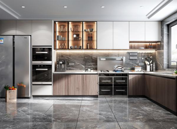 American Shaker Style White PVC Island Kitchen Cabinet RTA Kitchen Cabinet With Island