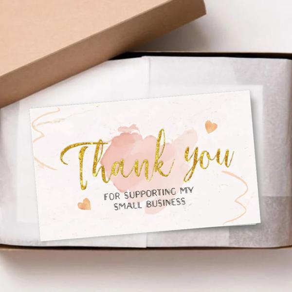 Duplex Board White Art Paper Thank You Card Custom Size for Small Business Promotion