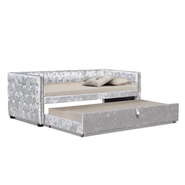 Crush Velvet Upholstered Trundle Daybed