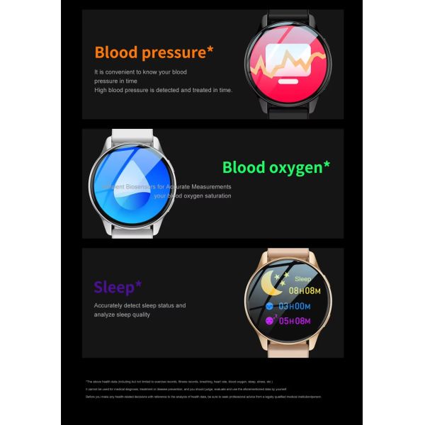 Eraysun T2 Pro Luxury SmartWatch Waterproof Women Fitness Reloj Sports Touch Screen Fashion Round Man Women Smart Watches