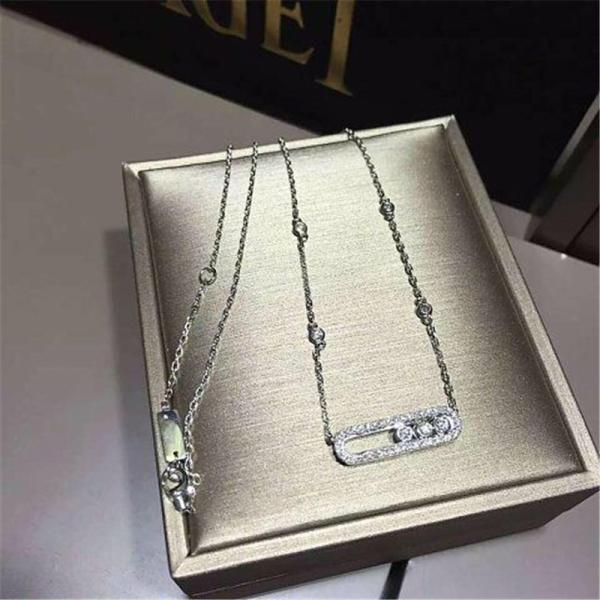 Luxury Jewelry Three drill sliding necklace 18k white gold yellow gold rose gold diamond necklace 24 mm wide and 6.65 mm long