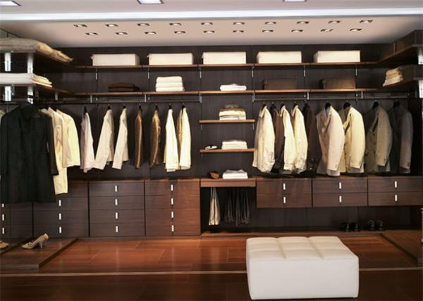 Pull Out Cloth Rack Walk In Closet Cabinets , Melamine Finish 4 Door Wardrobe