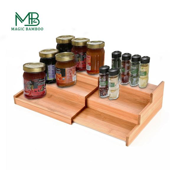 Sustainable Bamboo Spice Rack Display Shelf Kitchen Cabinet Organizer Storage Holders