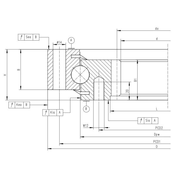 VSI Series Four Point Contact Ball Slewing Turntable Bearing With Internal Gear Teeth