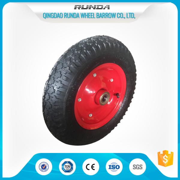 Carbon Steel Pneumatic Rubber Wheels Ball Bearing , Pneumatic Wagon Wheels OEM