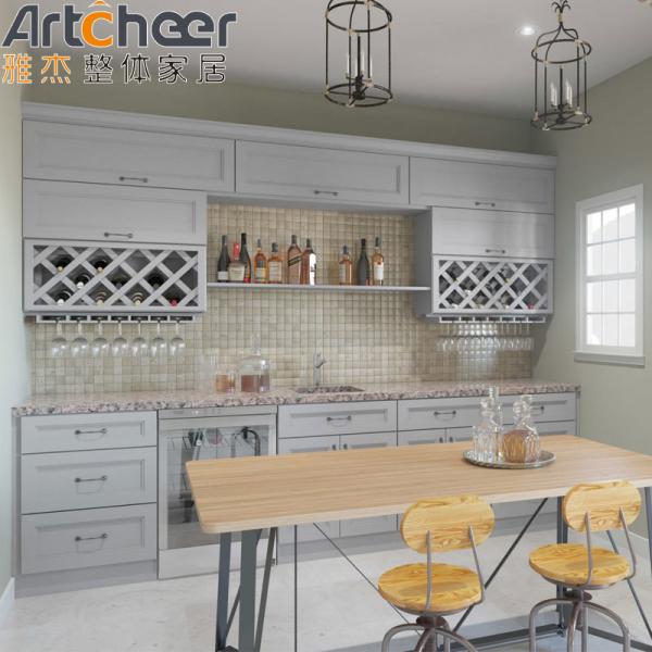Modern White Shaker Kitchen Cabinets With Laminated Half Bullnose Countertop Edging