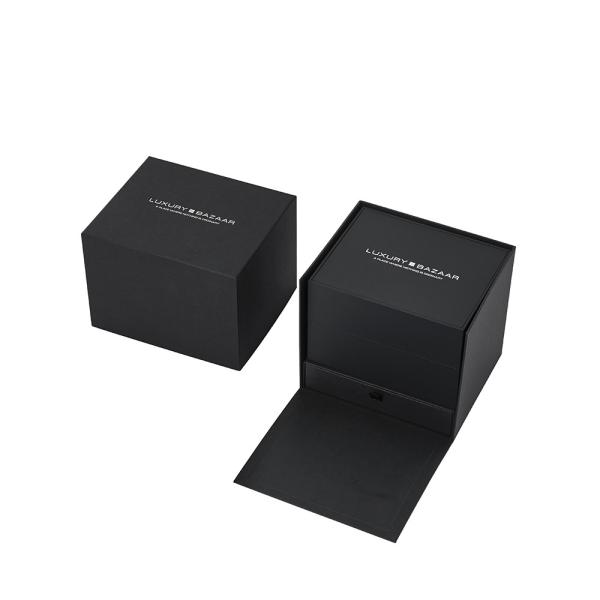 Boîte cadeau de montre noire fonctionnelle haut de gamme avec tiroir pour collectionneurs