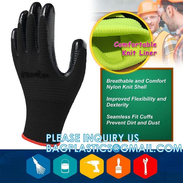Custom Nitrile Coating Firm Grip Work GlovesNitrile Work Gloves Cotton Shell Coated Safety Work Gloves