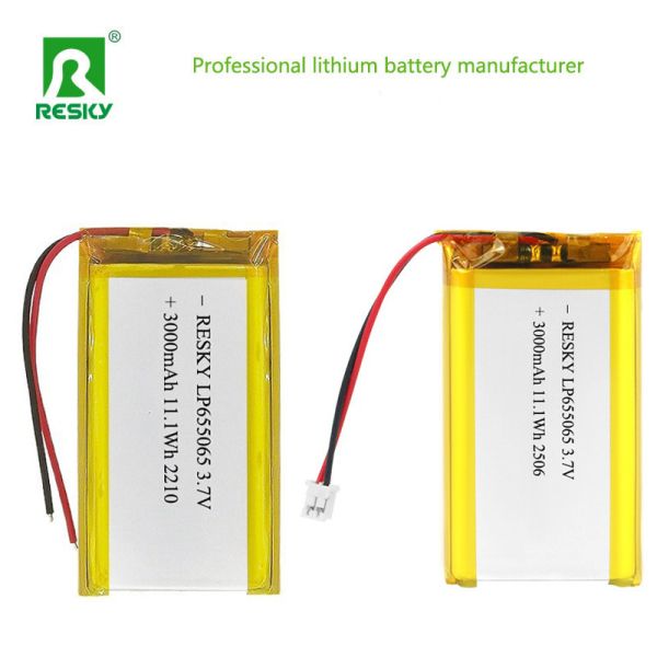 Square Lipo Battery 655065 3000mAh 3.7V 11.1wh Power Rechargeable Lithium Polymer Battery Pack