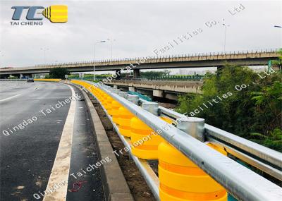 Amarelo galvanizado dos rolos do sistema de barreira plutônio do rolo da segurança do trilho inoxidável