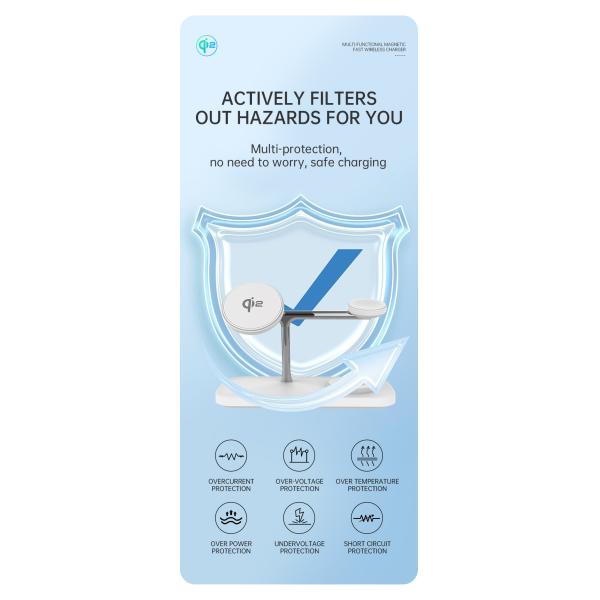 Все в одном Qi магнитное портативное беспроводное зарядное устройство 15 Вт быстрое зарядное устройство Белое Черное